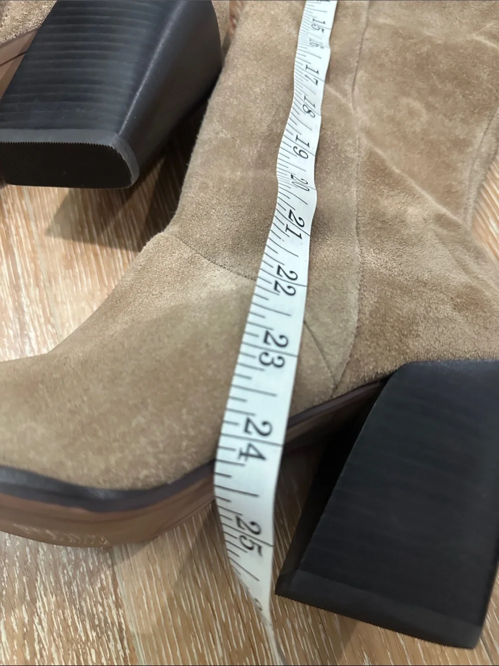 Dolce Vita Taupe Suede Over-the-Knee Block Heel Boots. Made in Brazil - Picture 3 of 9